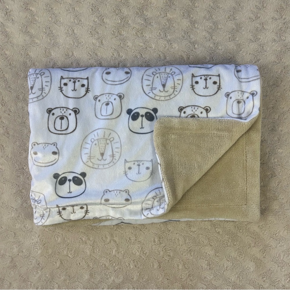 SL Home Fashions Animal Face Baby Blanket Tan Panda Lion Frog Cat Bear White